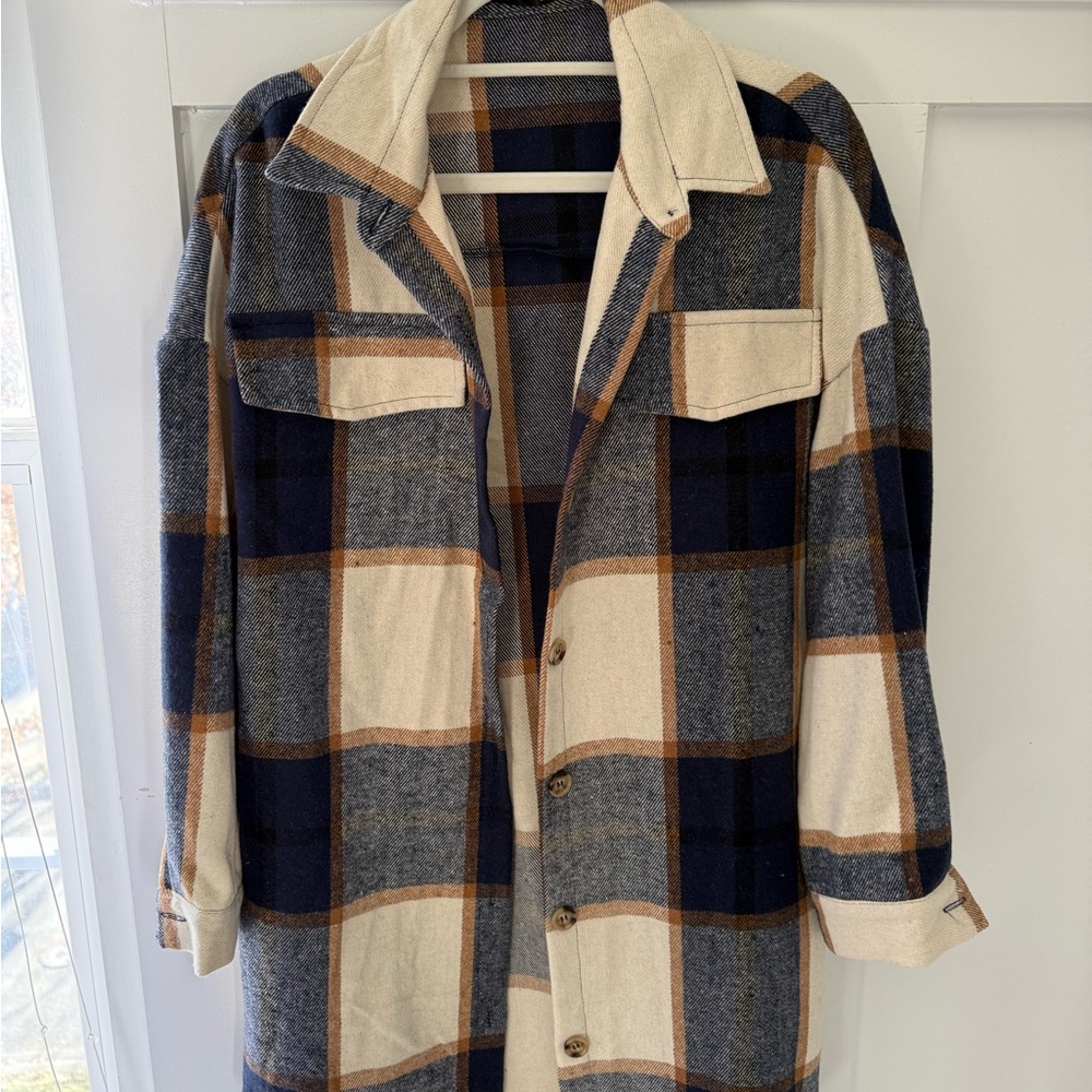 Plaid Button-Up Jacket